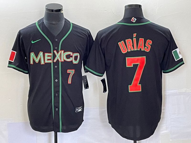 Men 2023 World Cub Mexico #7 Urias Black red Nike MLB Jersey6